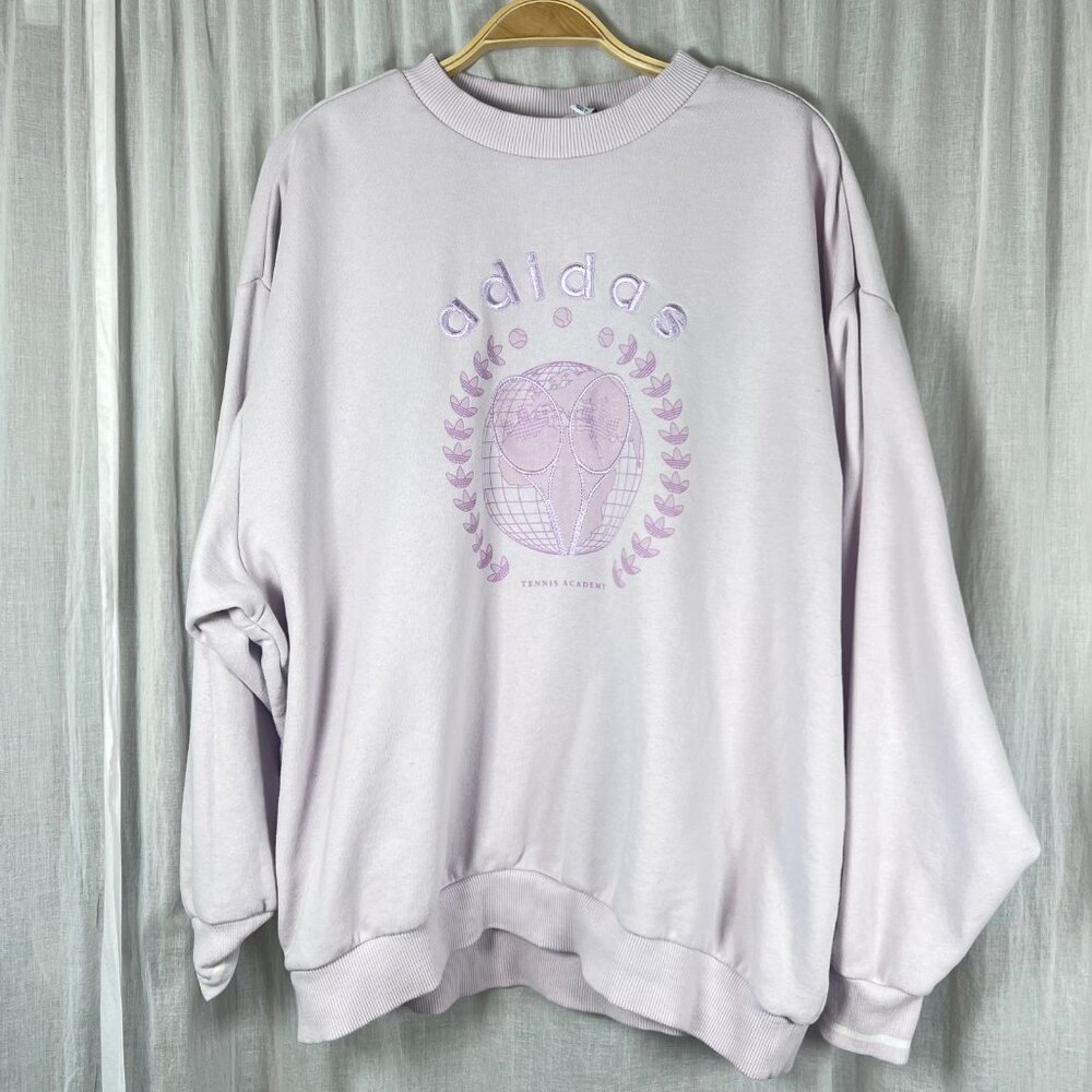Adidas Lavender Embroidered Tennis Academy Crewneck Sweatshirt